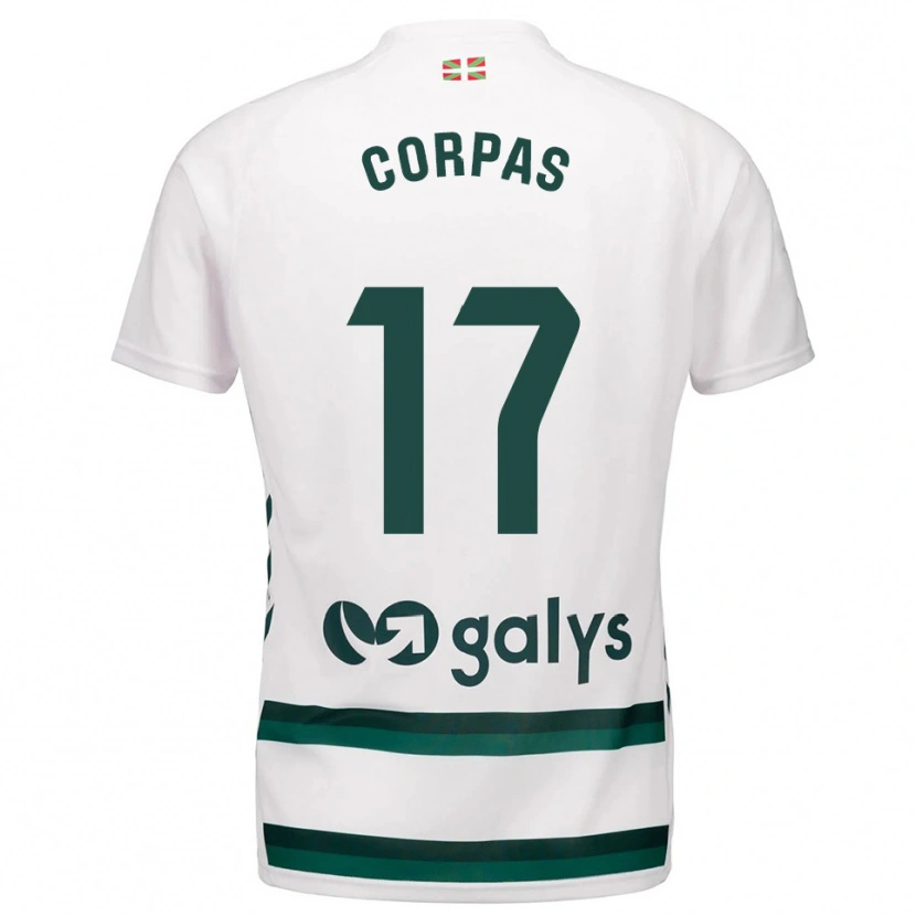 Danxen Enfant Maillot José Corpas #17 Blanc Vert Tenues Extérieur 2025/26 T-Shirt