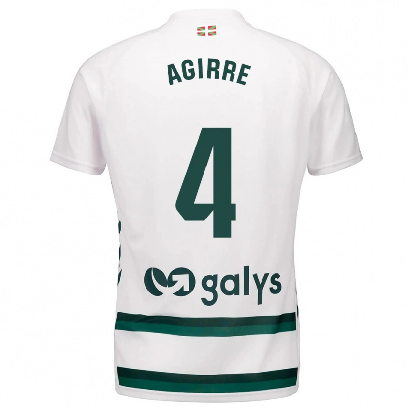 Danxen Enfant Maillot Julen Agirre #4 Blanc Vert Tenues Extérieur 2025/26 T-Shirt