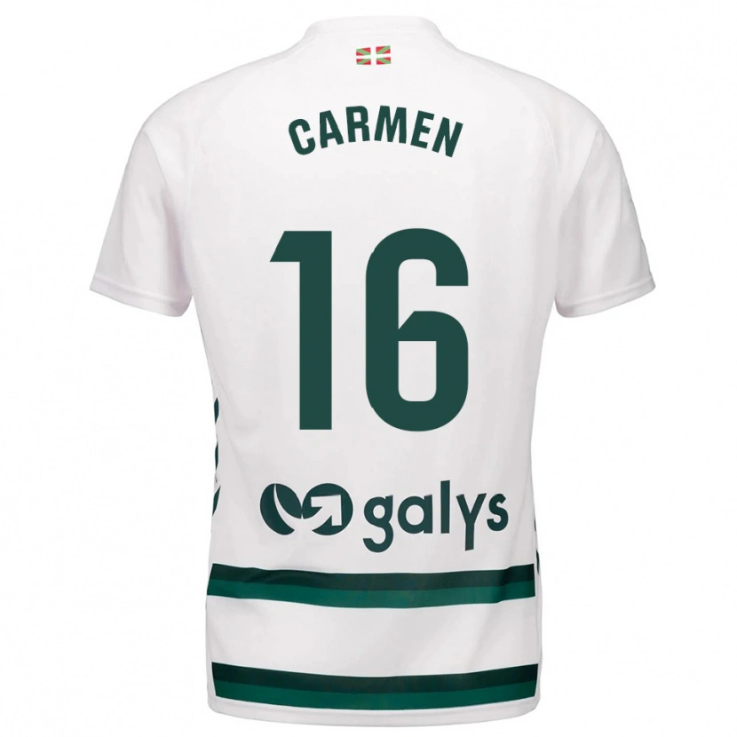 Danxen Enfant Maillot Carmen Álvarez Sánchez #16 Blanc Vert Tenues Extérieur 2025/26 T-Shirt