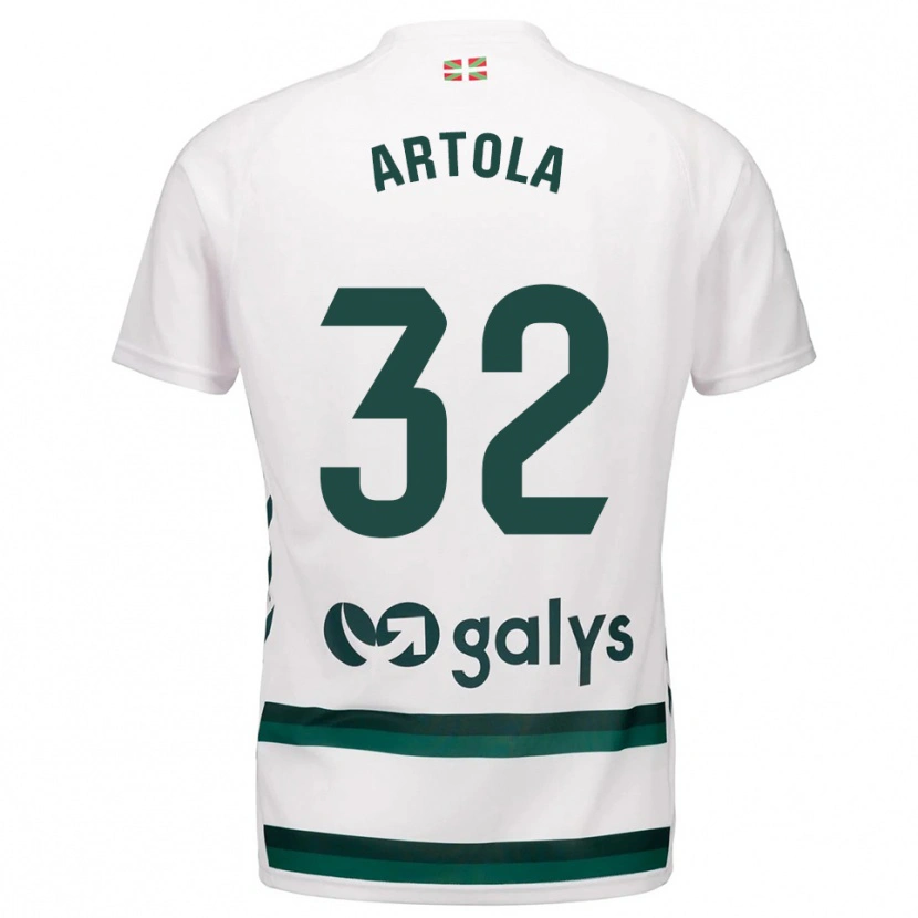 Danxen Enfant Maillot Iurgi Artola #32 Blanc Vert Tenues Extérieur 2025/26 T-Shirt