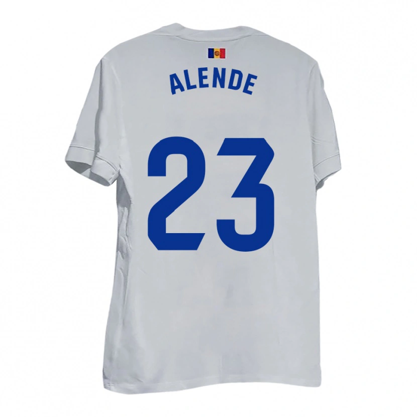 Danxen Enfant Maillot Diego Alende #23 Blanc Bleu Jaune Tenues Extérieur 2025/26 T-Shirt