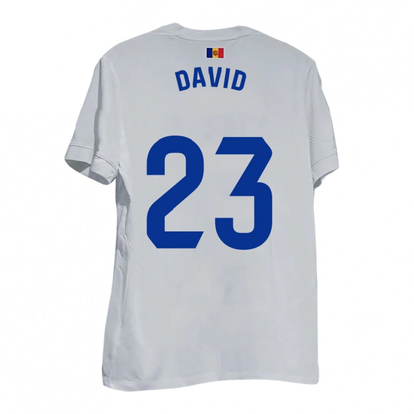 Danxen Enfant Maillot David De La Fuente #23 Blanc Bleu Jaune Tenues Extérieur 2025/26 T-Shirt