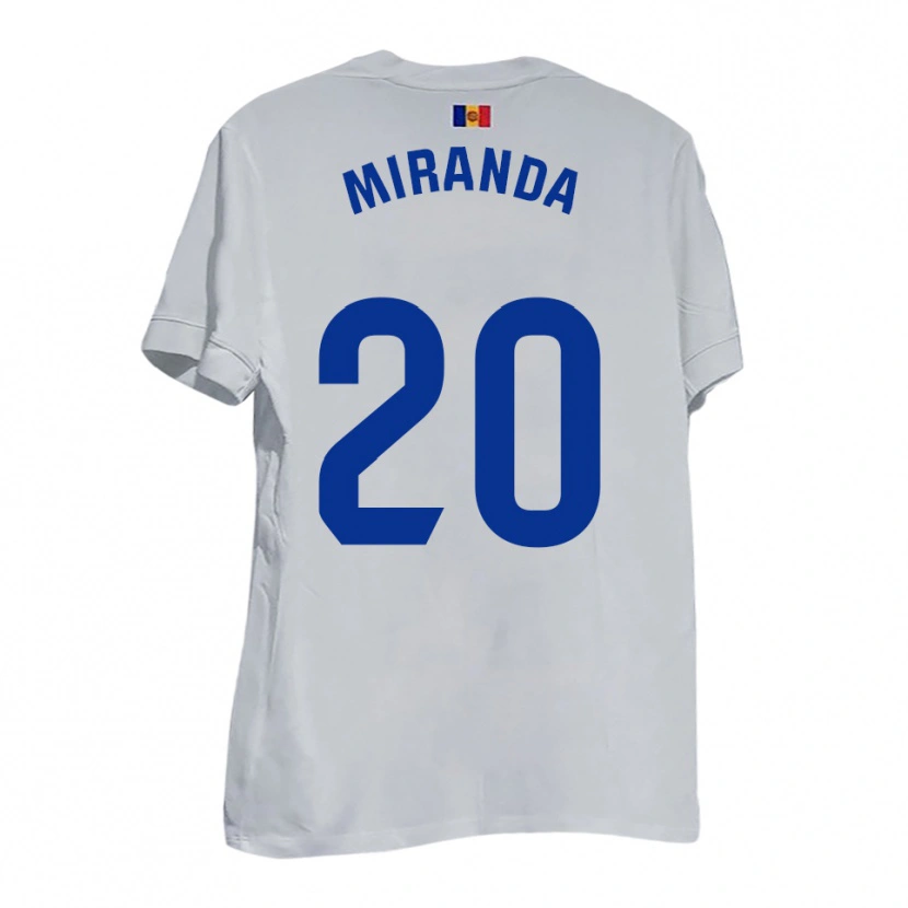 Danxen Enfant Maillot Pau Miranda #20 Blanc Bleu Jaune Tenues Extérieur 2025/26 T-Shirt