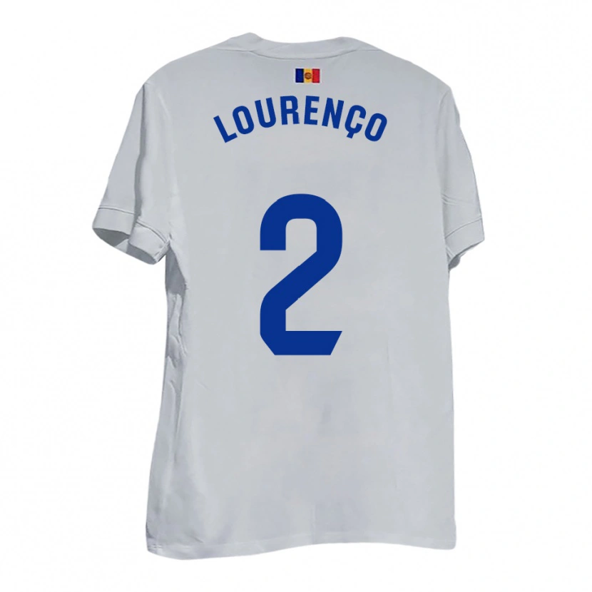 Danxen Enfant Maillot Lucas Lourenço #2 Blanc Bleu Jaune Tenues Extérieur 2025/26 T-Shirt