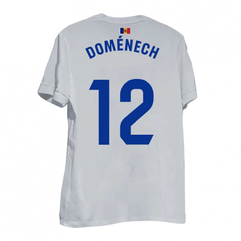 Danxen Enfant Maillot Marc Doménech #12 Blanc Bleu Jaune Tenues Extérieur 2025/26 T-Shirt