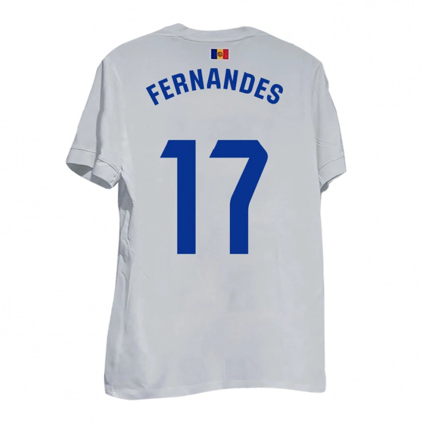 Danxen Enfant Maillot Saúl Fernandes #17 Blanc Bleu Jaune Tenues Extérieur 2025/26 T-Shirt