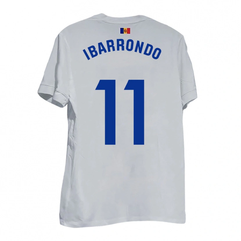 Danxen Enfant Maillot Alejandro Ibarrondo #11 Blanc Bleu Jaune Tenues Extérieur 2025/26 T-Shirt