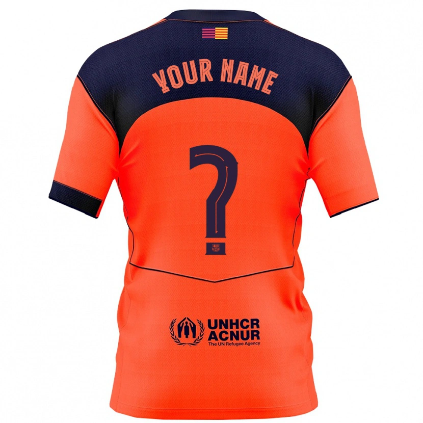 Danxen Enfant Maillot Votre Nom #0 Orange Marine Troisieme 2025/26 T-Shirt