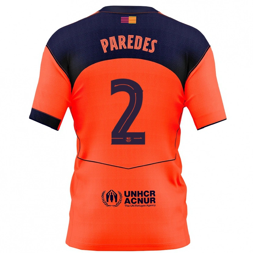 Danxen Enfant Maillot Irene Paredes #2 Orange Marine Troisieme 2025/26 T-Shirt