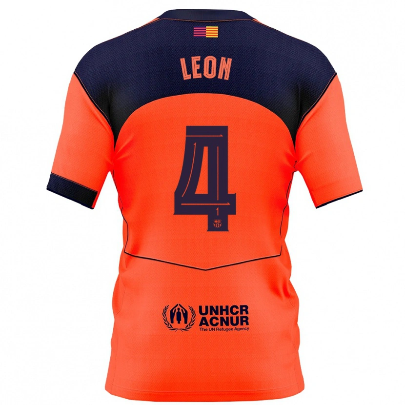 Danxen Enfant Maillot Maria Pilar Leon #4 Orange Marine Troisieme 2025/26 T-Shirt