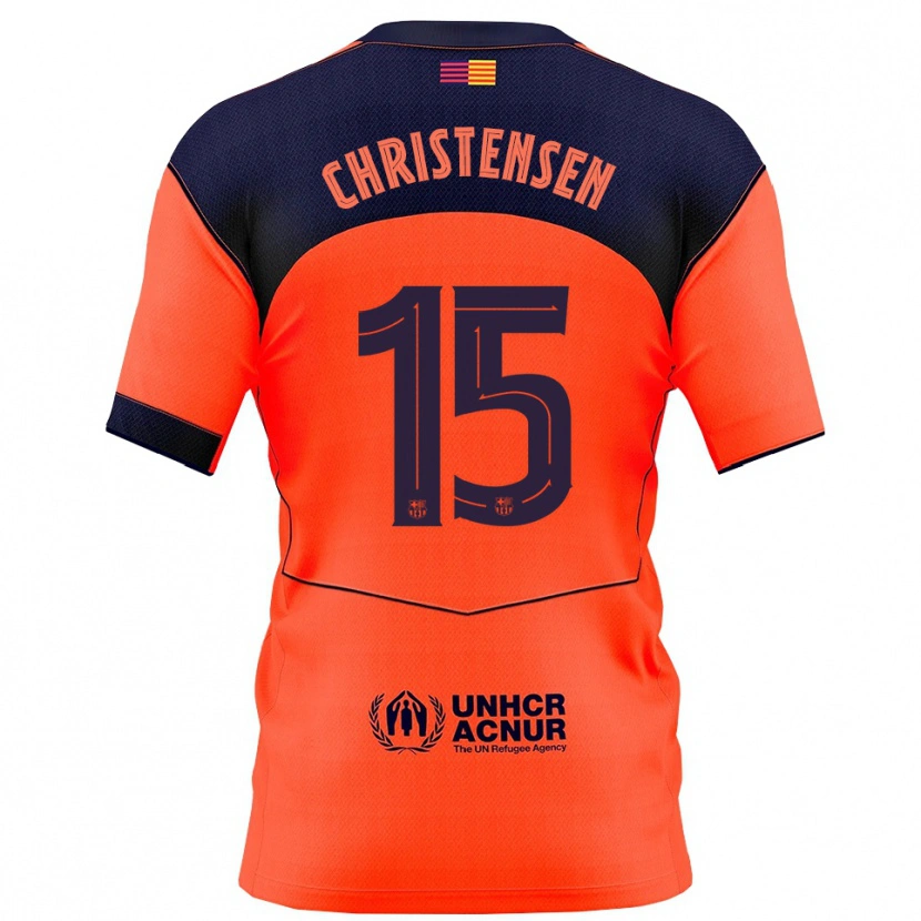 Danxen Enfant Maillot Andreas Christensen #15 Orange Marine Troisieme 2025/26 T-Shirt