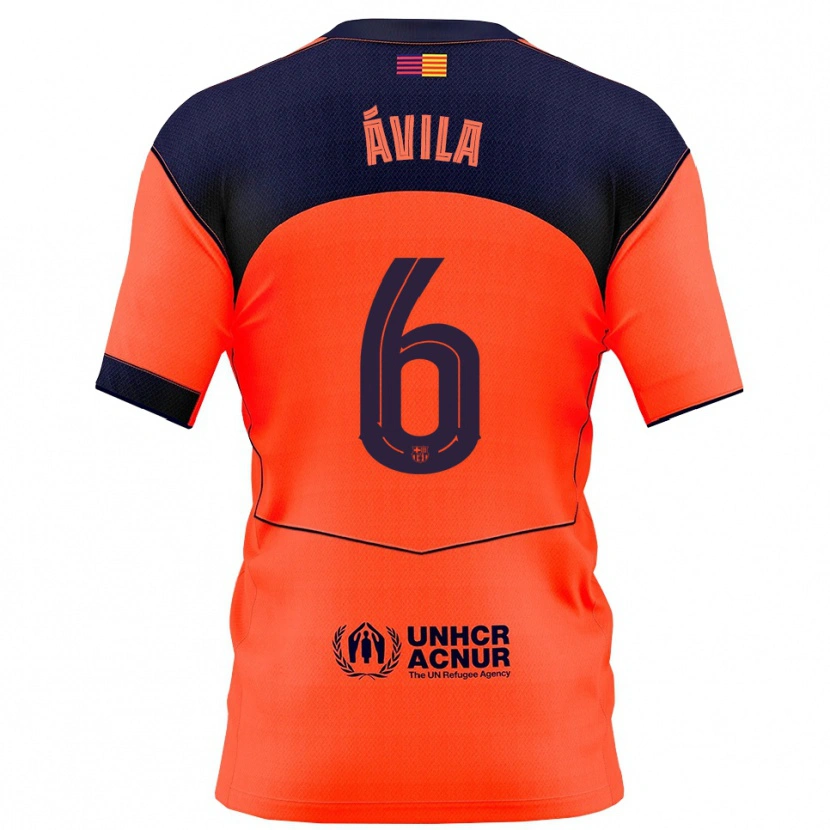 Danxen Enfant Maillot Dani Ávila #6 Orange Marine Troisieme 2025/26 T-Shirt