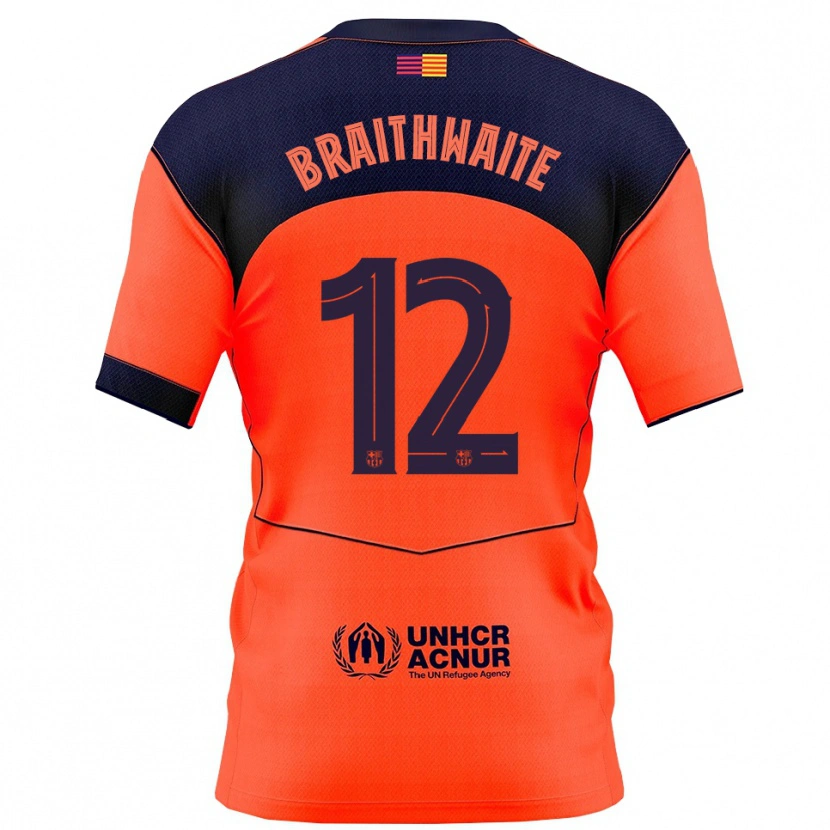Danxen Enfant Maillot Martin Braithwaite #12 Orange Marine Troisieme 2025/26 T-Shirt