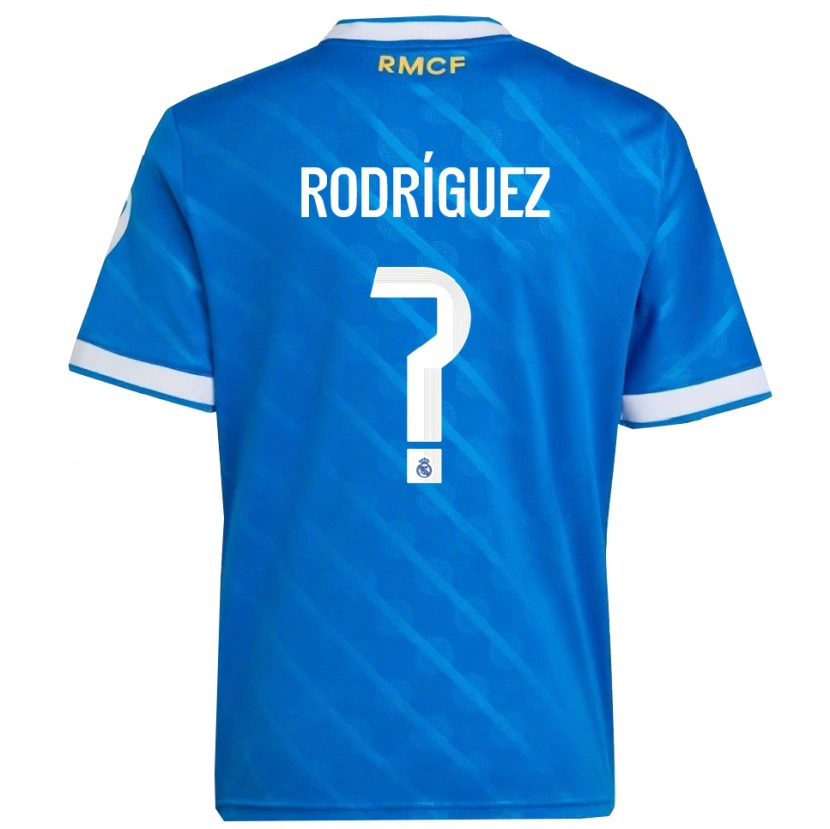 Danxen Enfant Maillot Álvaro Rodríguez #0 Bleu Blanc Troisieme 2025/26 T-Shirt