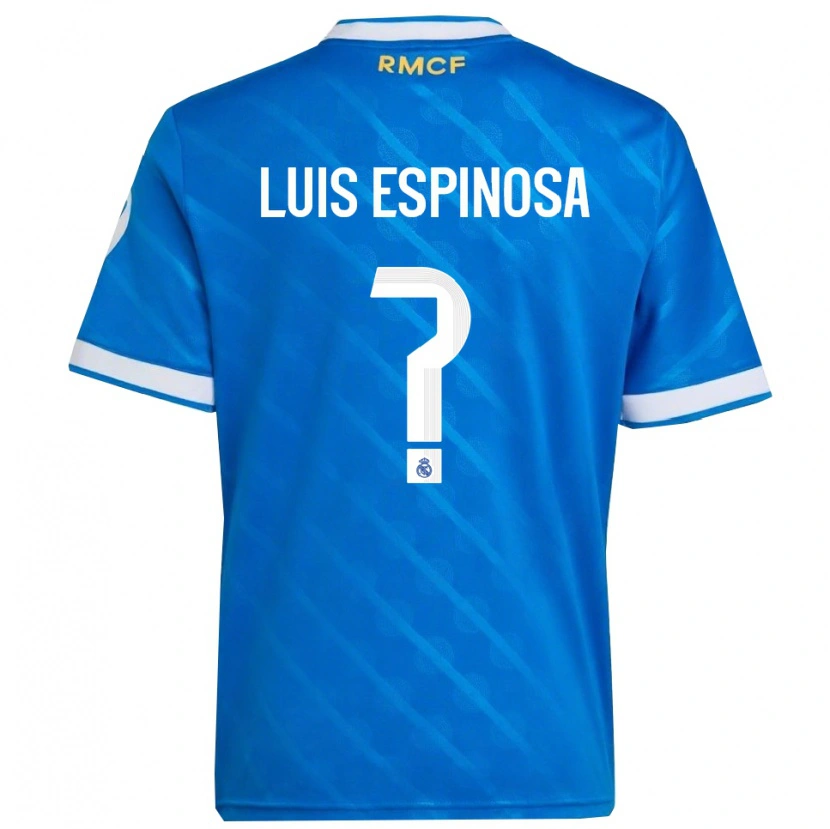 Danxen Enfant Maillot José Luis Espinosa #0 Bleu Blanc Troisieme 2025/26 T-Shirt