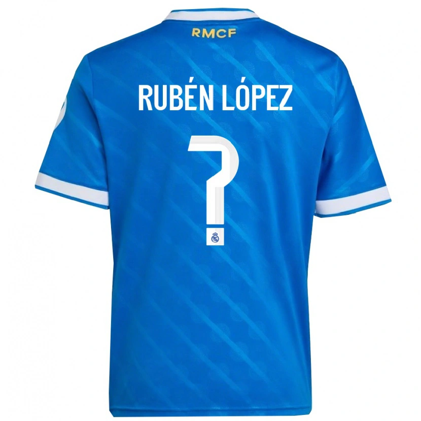 Danxen Enfant Maillot Rubén López #0 Bleu Blanc Troisieme 2025/26 T-Shirt