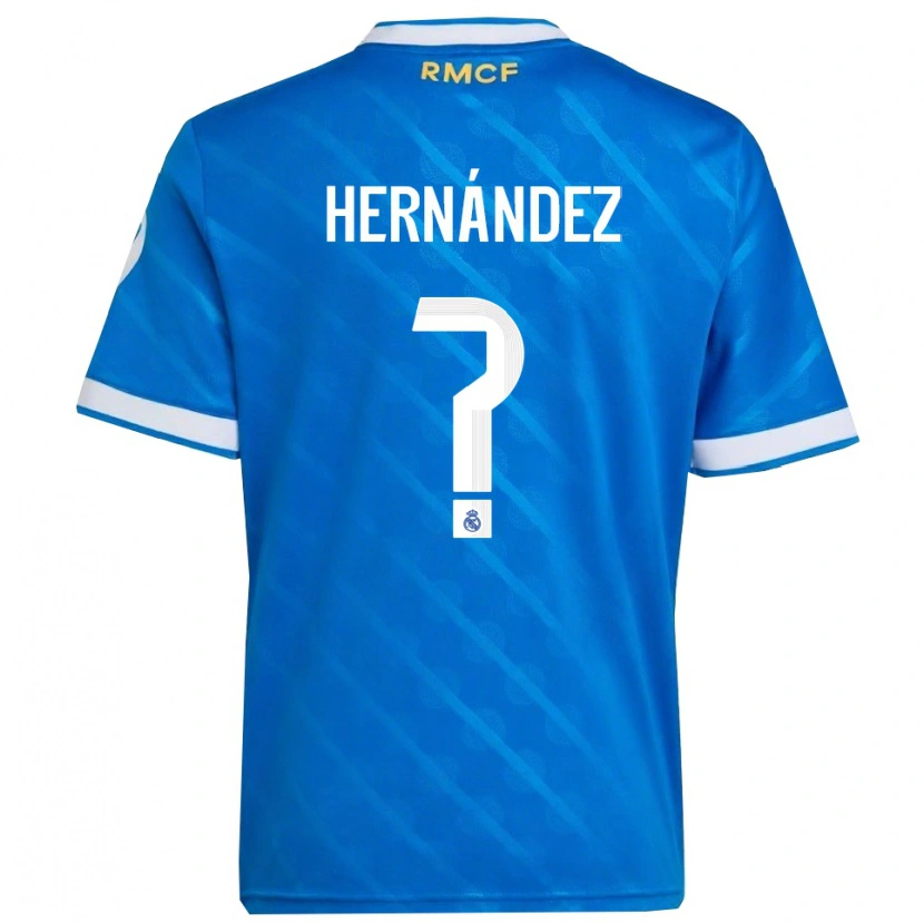 Danxen Enfant Maillot Enaitz Hernández #0 Bleu Blanc Troisieme 2025/26 T-Shirt