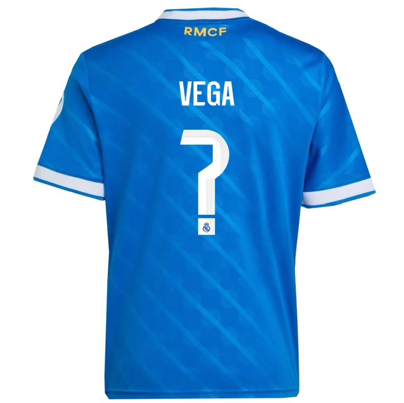 Danxen Enfant Maillot Álvaro Vega #0 Bleu Blanc Troisieme 2025/26 T-Shirt
