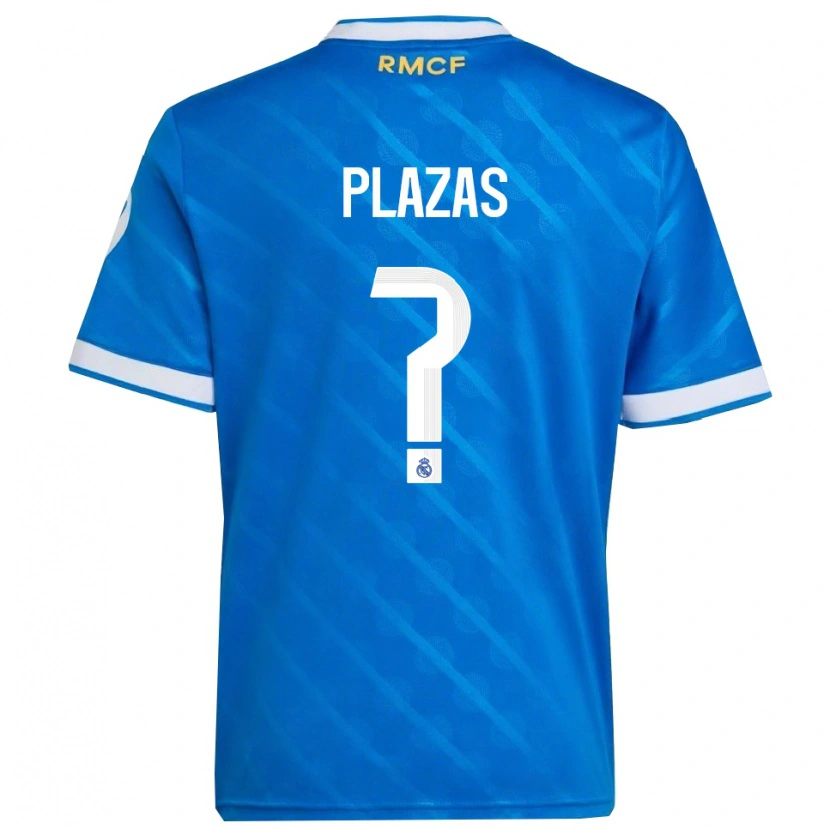 Danxen Enfant Maillot Victor Plazas #0 Bleu Blanc Troisieme 2025/26 T-Shirt