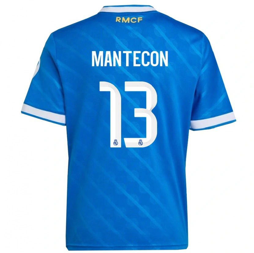 Danxen Enfant Maillot Hugo Mantecón #13 Bleu Blanc Troisieme 2025/26 T-Shirt