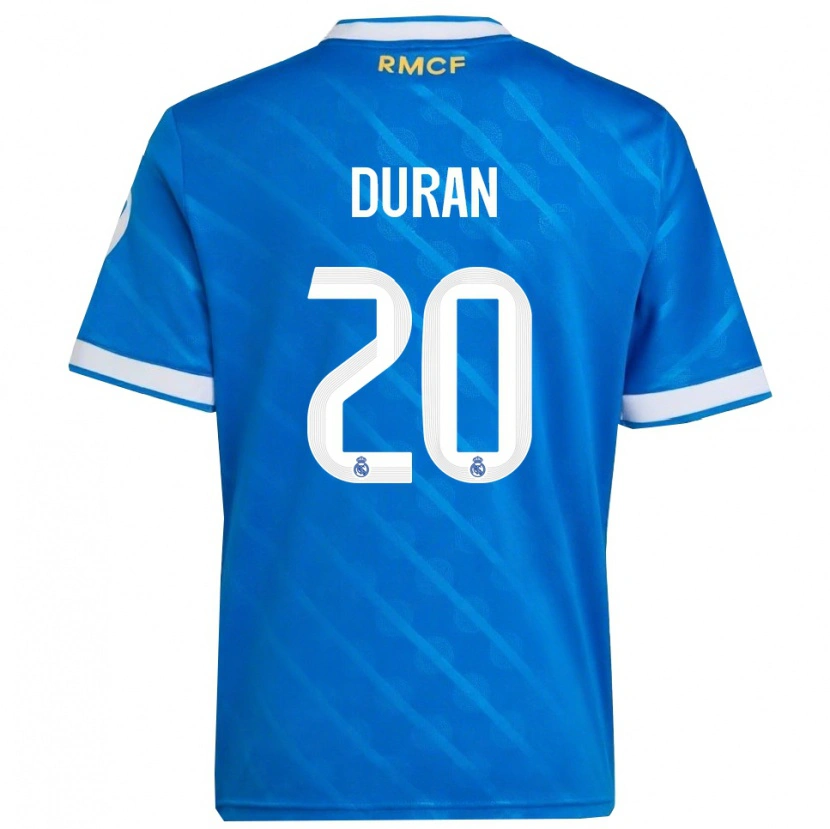 Danxen Enfant Maillot Pol Duran #20 Bleu Blanc Troisieme 2025/26 T-Shirt