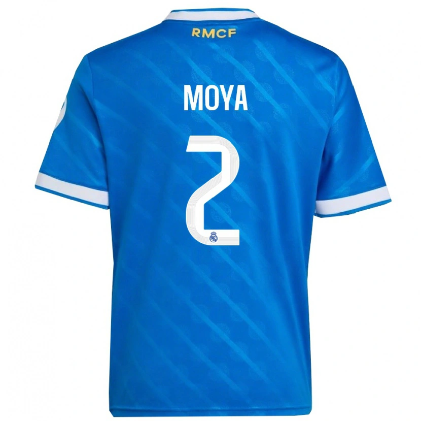 Danxen Enfant Maillot Alejandro Moya #2 Bleu Blanc Troisieme 2025/26 T-Shirt