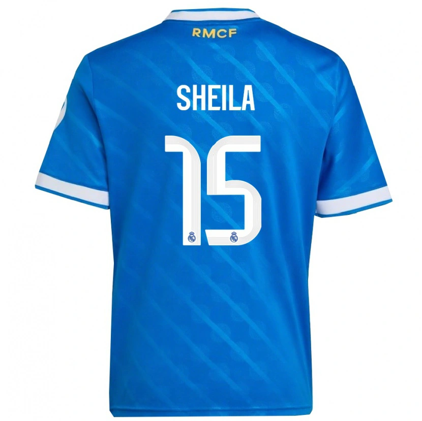 Danxen Enfant Maillot Sheila García #15 Bleu Blanc Troisieme 2025/26 T-Shirt