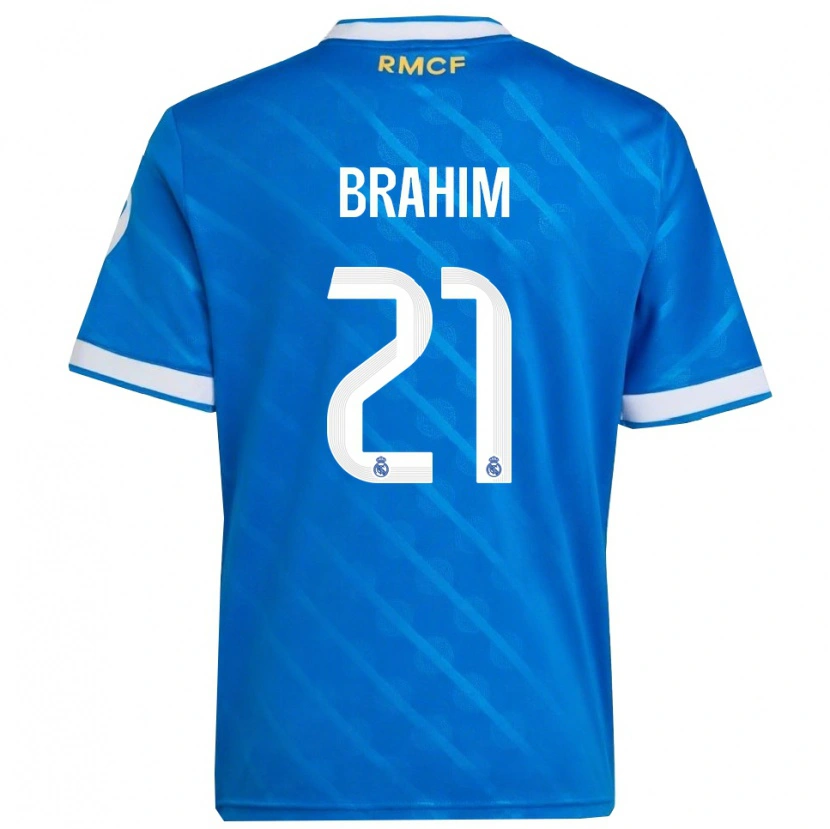 Danxen Enfant Maillot Brahim Díaz #21 Bleu Blanc Troisieme 2025/26 T-Shirt