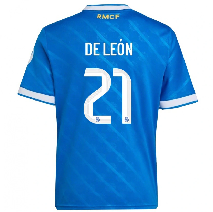 Danxen Enfant Maillot Jeremy De León #21 Bleu Blanc Troisieme 2025/26 T-Shirt