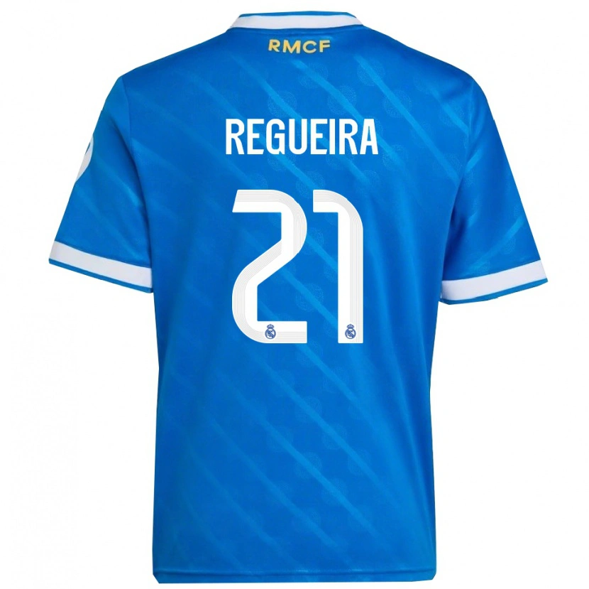Danxen Enfant Maillot Izan Regueira #21 Bleu Blanc Troisieme 2025/26 T-Shirt
