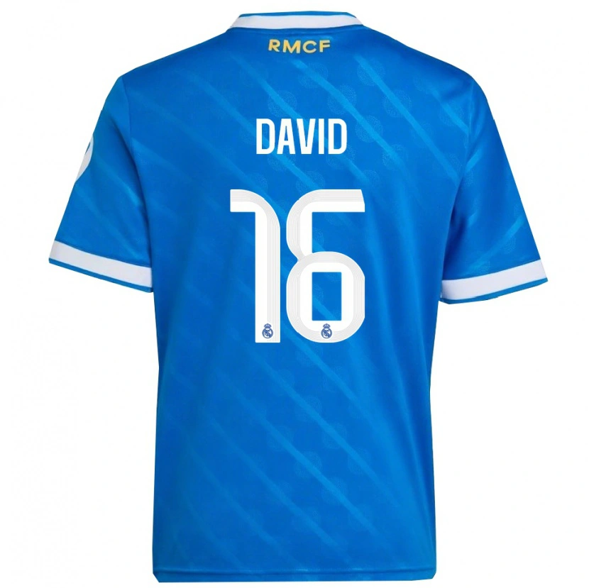 Danxen Enfant Maillot Antonio David #16 Bleu Blanc Troisieme 2025/26 T-Shirt