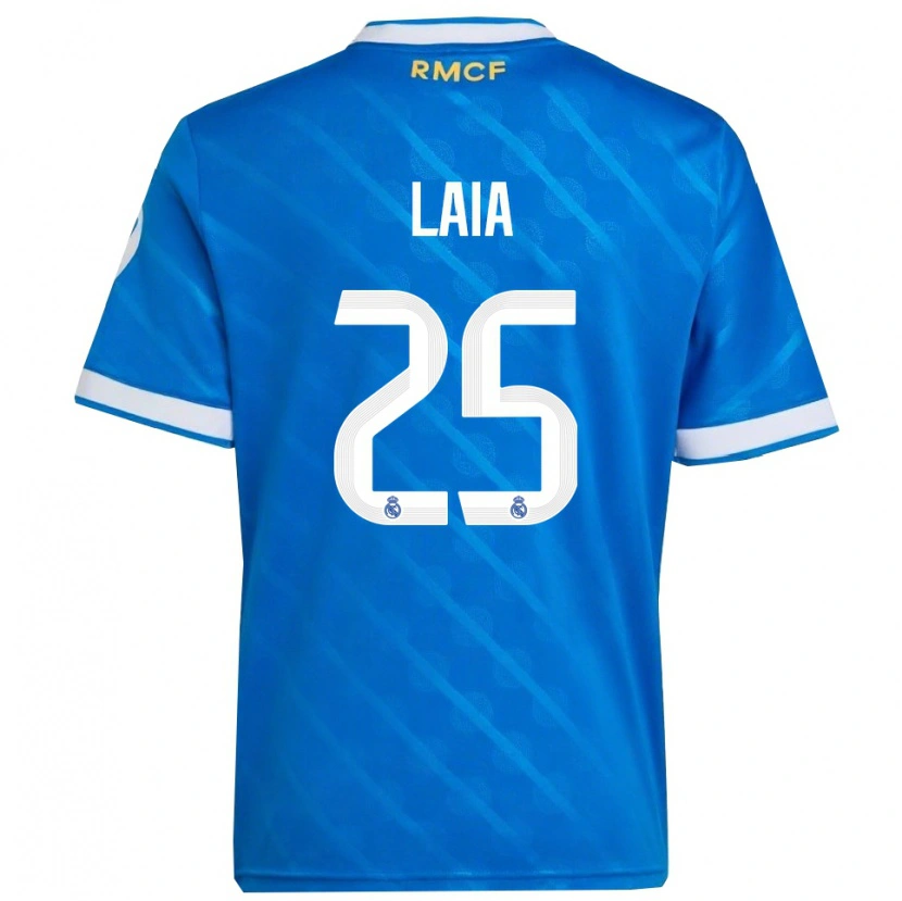 Danxen Enfant Maillot Laia López De La Morena #25 Bleu Blanc Troisieme 2025/26 T-Shirt
