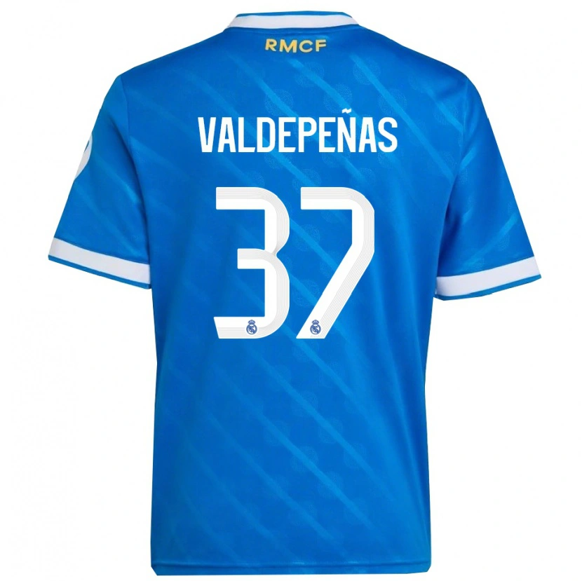 Danxen Enfant Maillot Víctor Valdepeñas #37 Bleu Blanc Troisieme 2025/26 T-Shirt