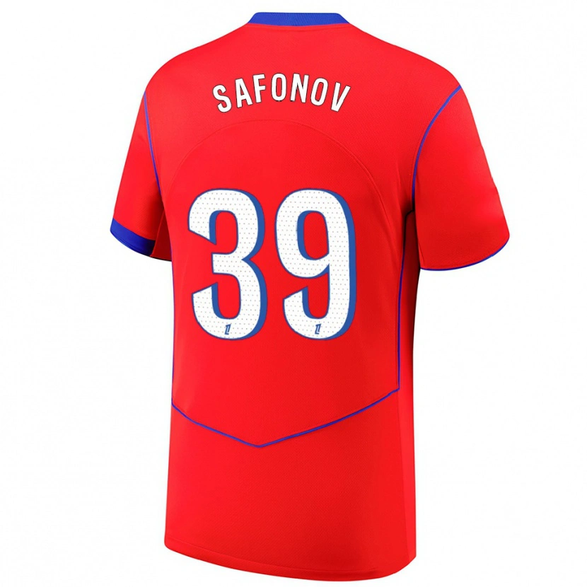 Danxen Enfant Maillot Matvey Safonov #39 Rouge Bleu Blanc Troisieme 2025/26 T-Shirt