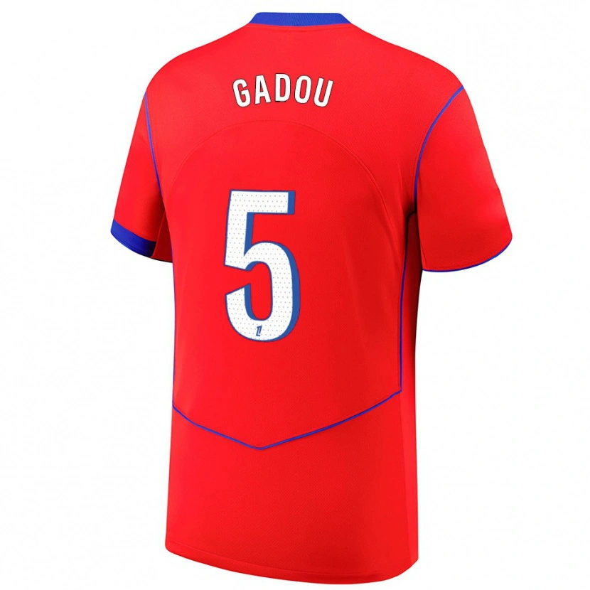 Danxen Enfant Maillot Joane Gadou #5 Rouge Bleu Blanc Troisieme 2025/26 T-Shirt