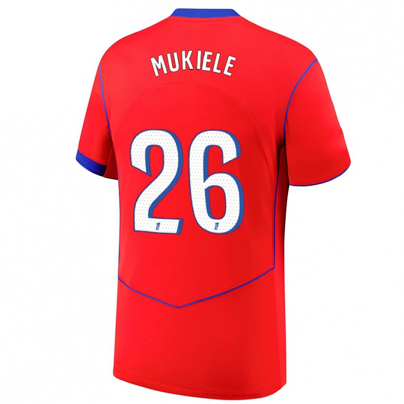 Danxen Enfant Maillot Nordi Mukiele #26 Rouge Bleu Blanc Troisieme 2025/26 T-Shirt