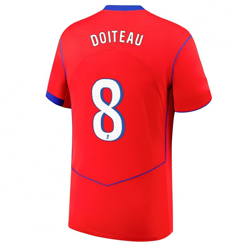 Danxen Enfant Maillot Benoit Doiteau #8 Rouge Bleu Blanc Troisieme 2025/26 T-Shirt