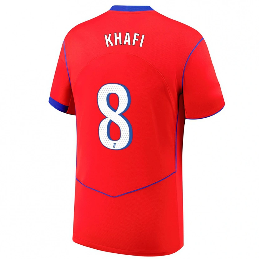 Danxen Enfant Maillot Yanis Khafi #8 Rouge Bleu Blanc Troisieme 2025/26 T-Shirt