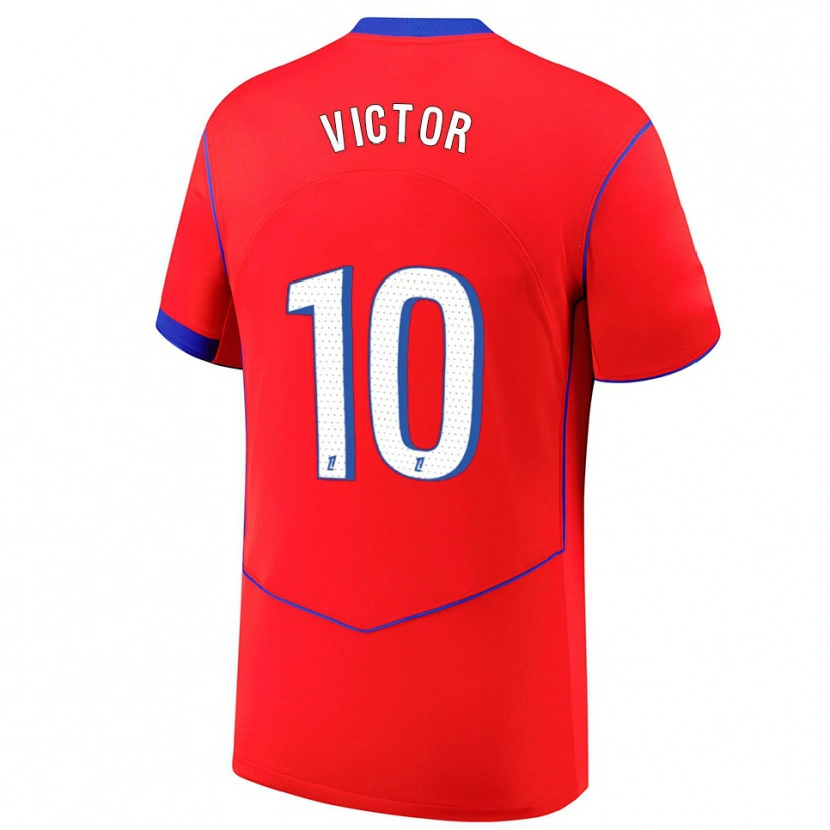 Danxen Enfant Maillot Ayrton Victor #10 Rouge Bleu Blanc Troisieme 2025/26 T-Shirt