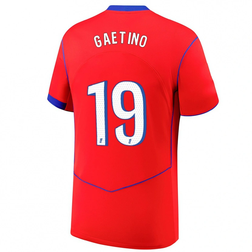 Danxen Enfant Maillot Eva Gaetino #19 Rouge Bleu Blanc Troisieme 2025/26 T-Shirt