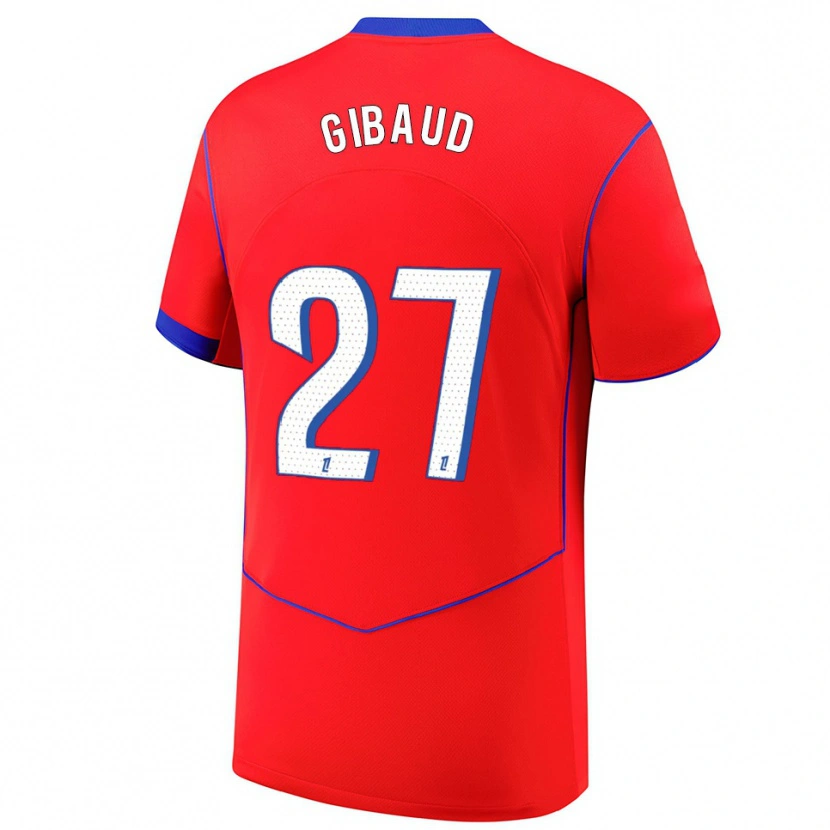Danxen Enfant Maillot Pierre Gibaud #27 Rouge Bleu Blanc Troisieme 2025/26 T-Shirt