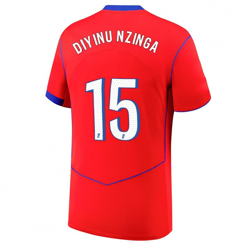 Danxen Enfant Maillot Vainqueur Diyinu Nzinga #15 Rouge Bleu Blanc Troisieme 2025/26 T-Shirt