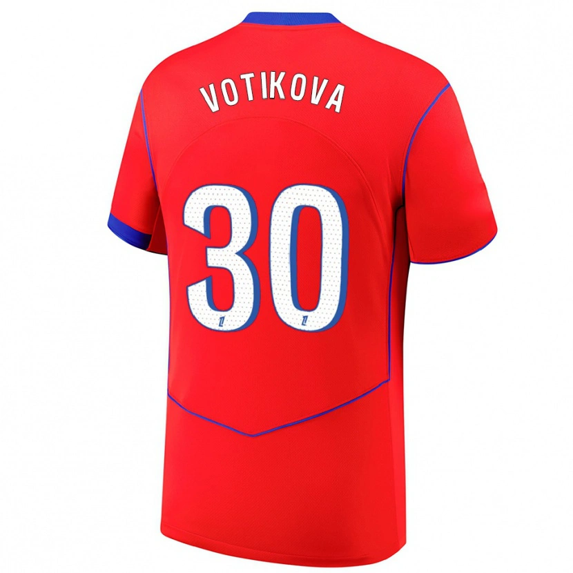 Danxen Enfant Maillot Barbora Votikova #30 Rouge Bleu Blanc Troisieme 2025/26 T-Shirt