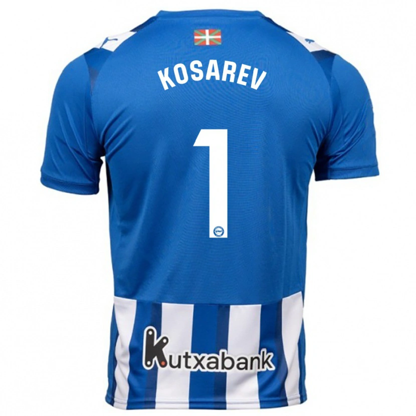 Danxen Homme Maillot Oleksandr Kosarev #1 Bleu Blanc Tenues Domicile 2025/26 T-Shirt