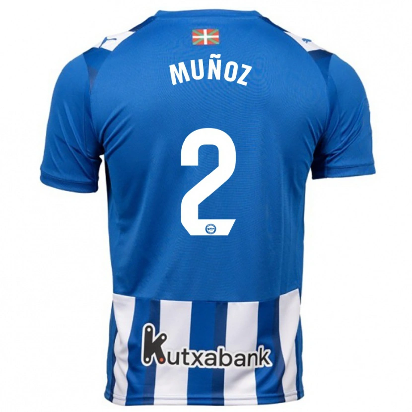 Danxen Homme Maillot Egoitz Muñoz #2 Bleu Blanc Tenues Domicile 2025/26 T-Shirt