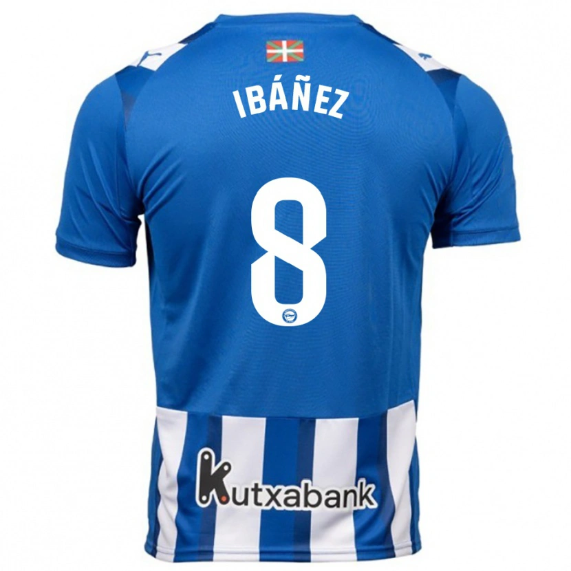 Danxen Homme Maillot Pablo Ibáñez #8 Bleu Blanc Tenues Domicile 2025/26 T-Shirt