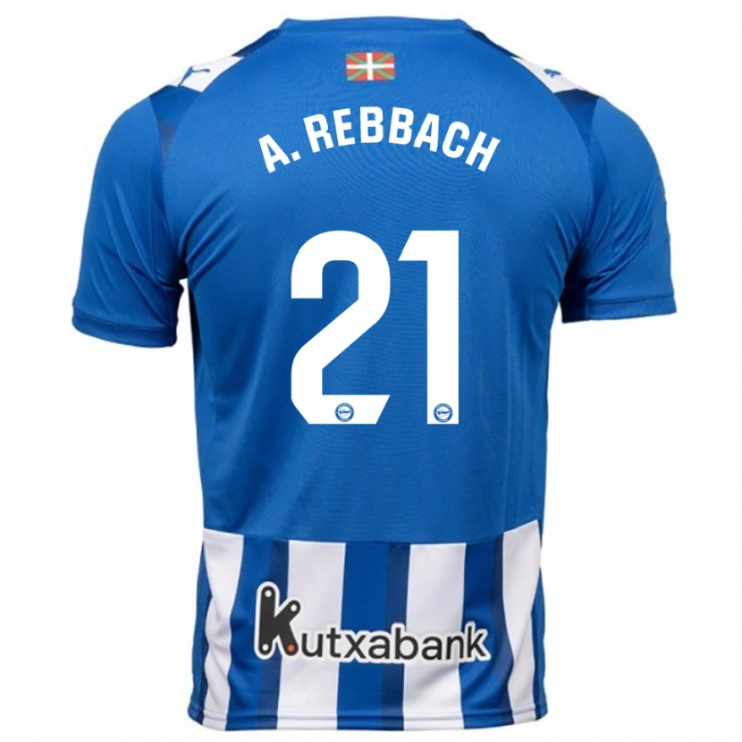 Danxen Homme Maillot Abde Rebbach #21 Bleu Blanc Tenues Domicile 2025/26 T-Shirt