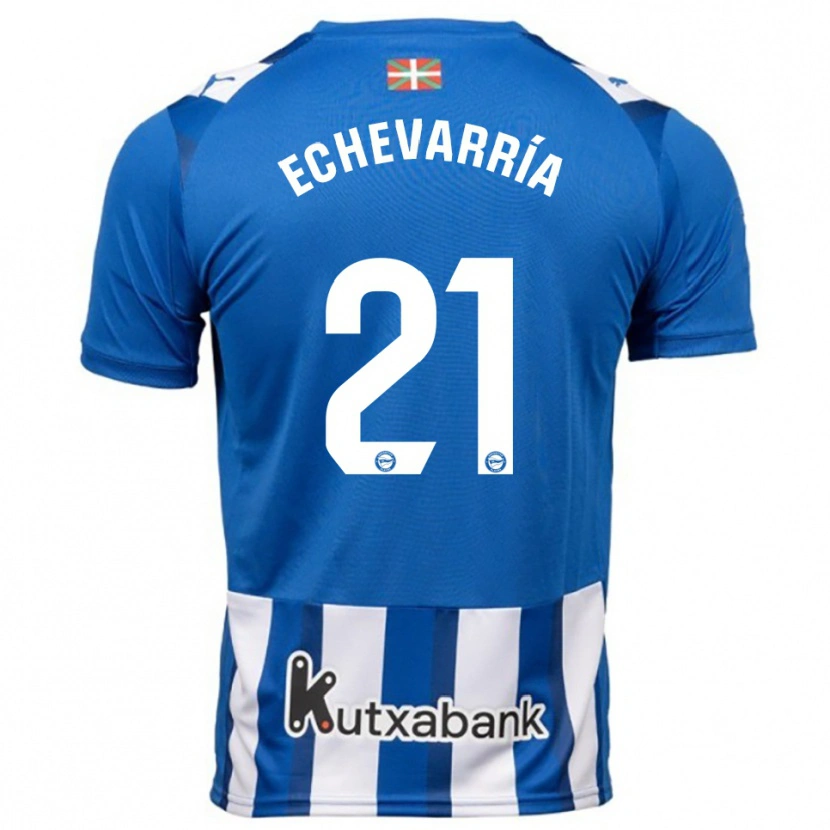 Danxen Homme Maillot Martin Echevarría #21 Bleu Blanc Tenues Domicile 2025/26 T-Shirt