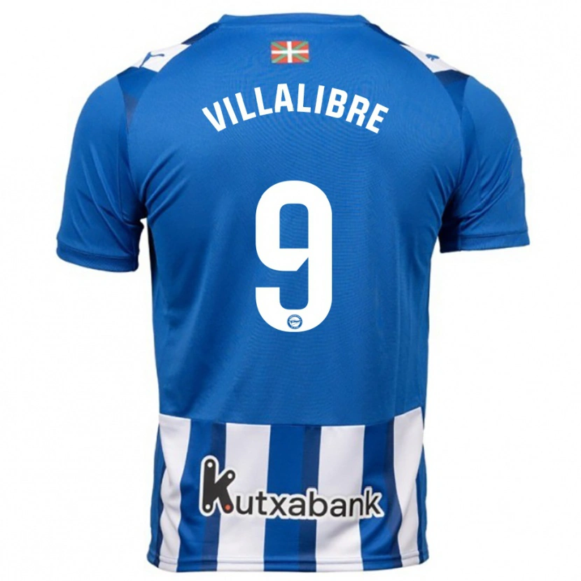 Danxen Homme Maillot Asier Villalibre #9 Bleu Blanc Tenues Domicile 2025/26 T-Shirt