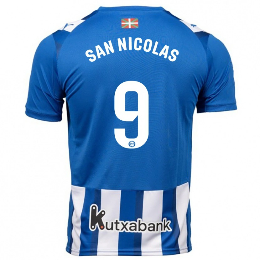 Danxen Homme Maillot Olga San Nicolás #9 Bleu Blanc Tenues Domicile 2025/26 T-Shirt